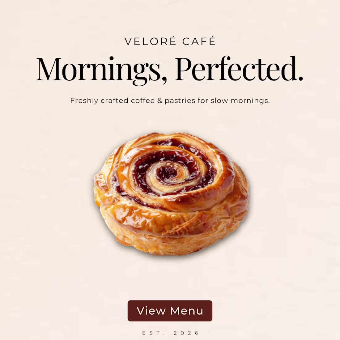 Cover image for Soft mornings. Warm pastries. Timeless