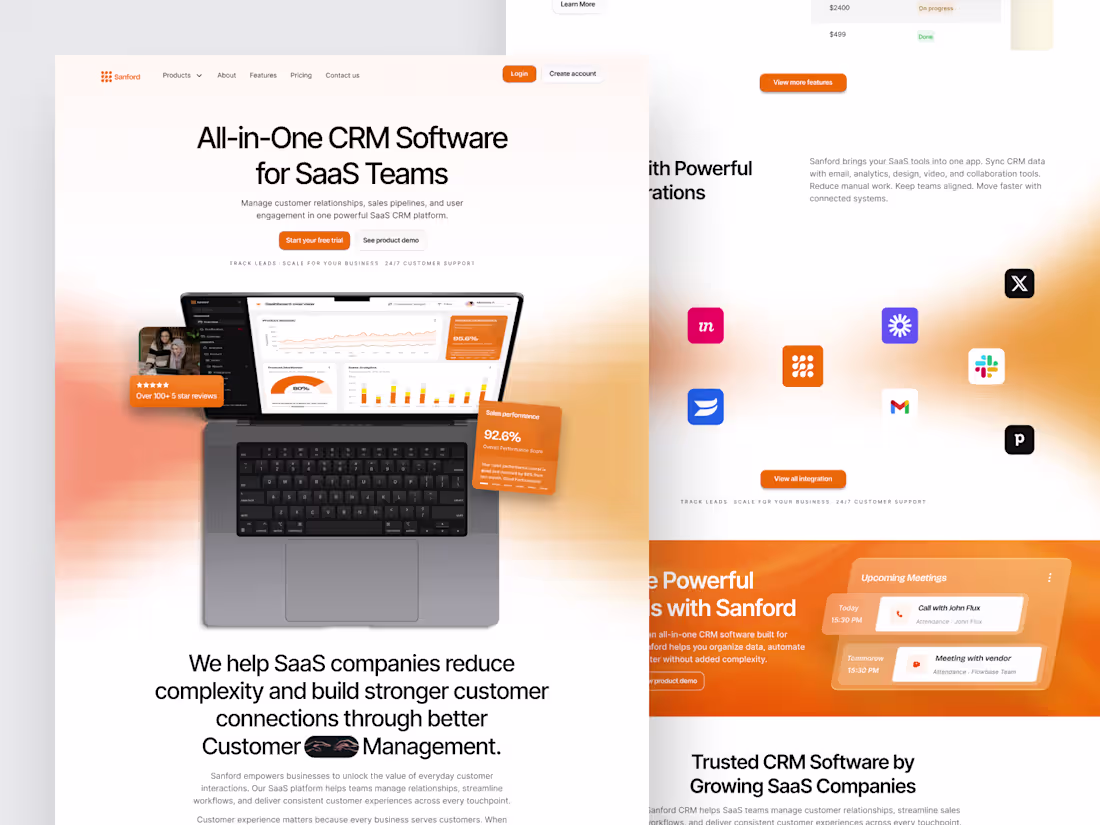 Cover image for Want to share design of the CRM Landing pages called Sanford...
