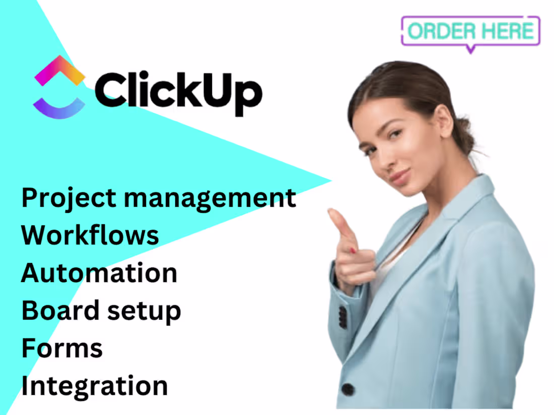 Cover image for You will get Clickup setup, dashboard, automation,form, 