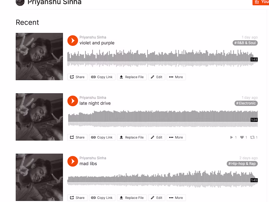 Cover image for My songs on SoundCloud
