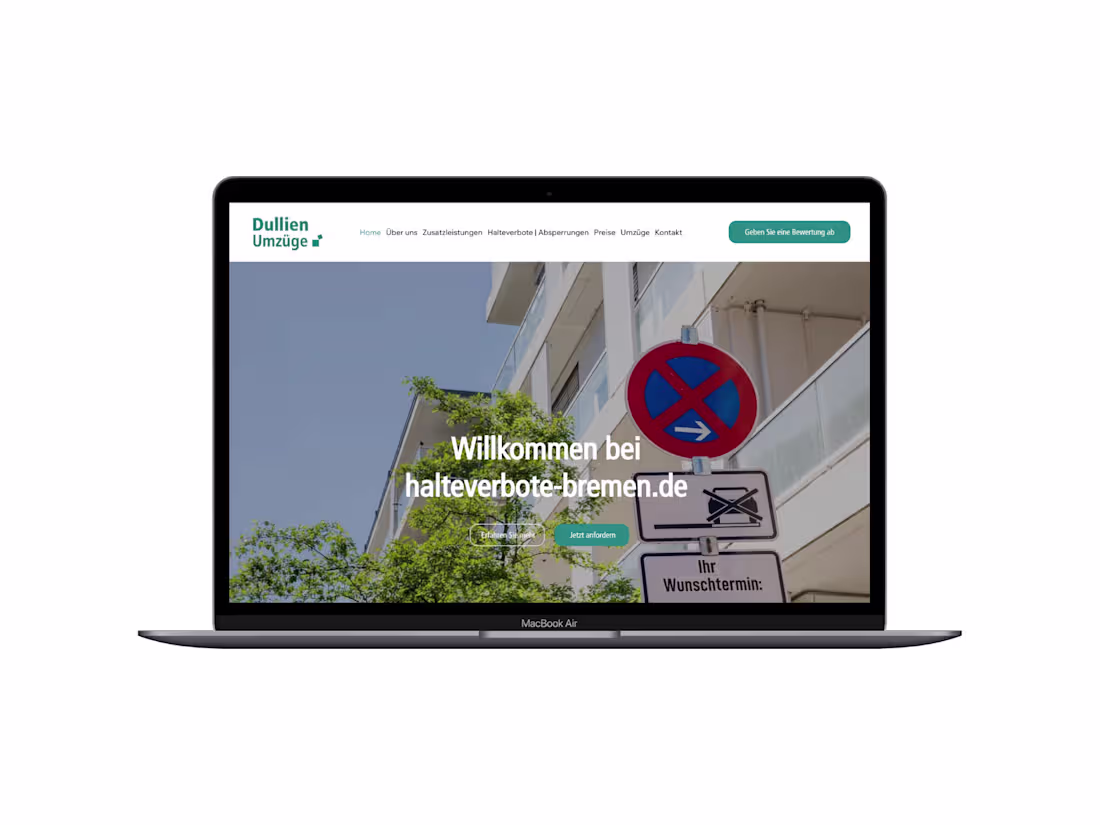 Cover image for Booking website for Halteverbote Bremen (Dullien Umzüge)