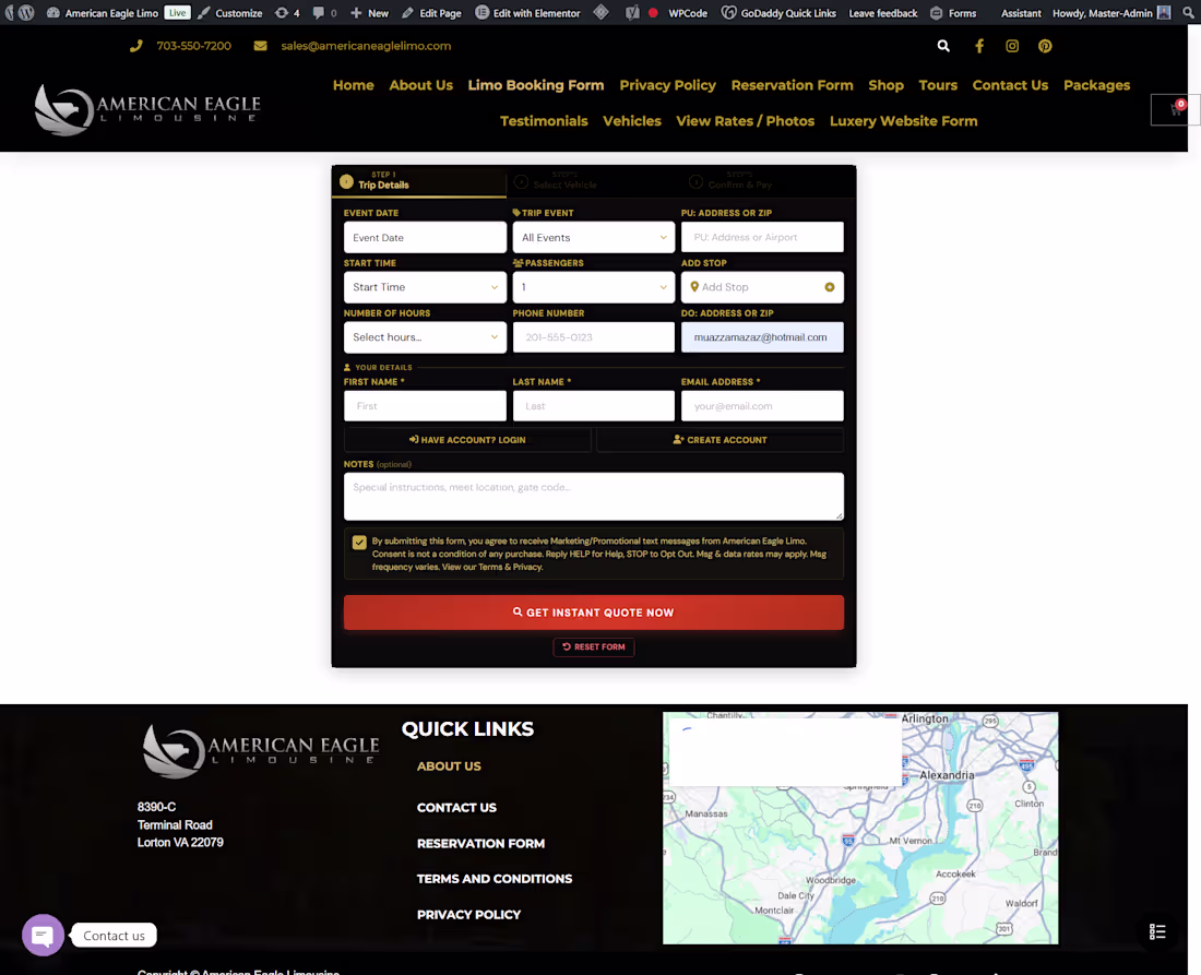 Cover image for Limo Booking Form