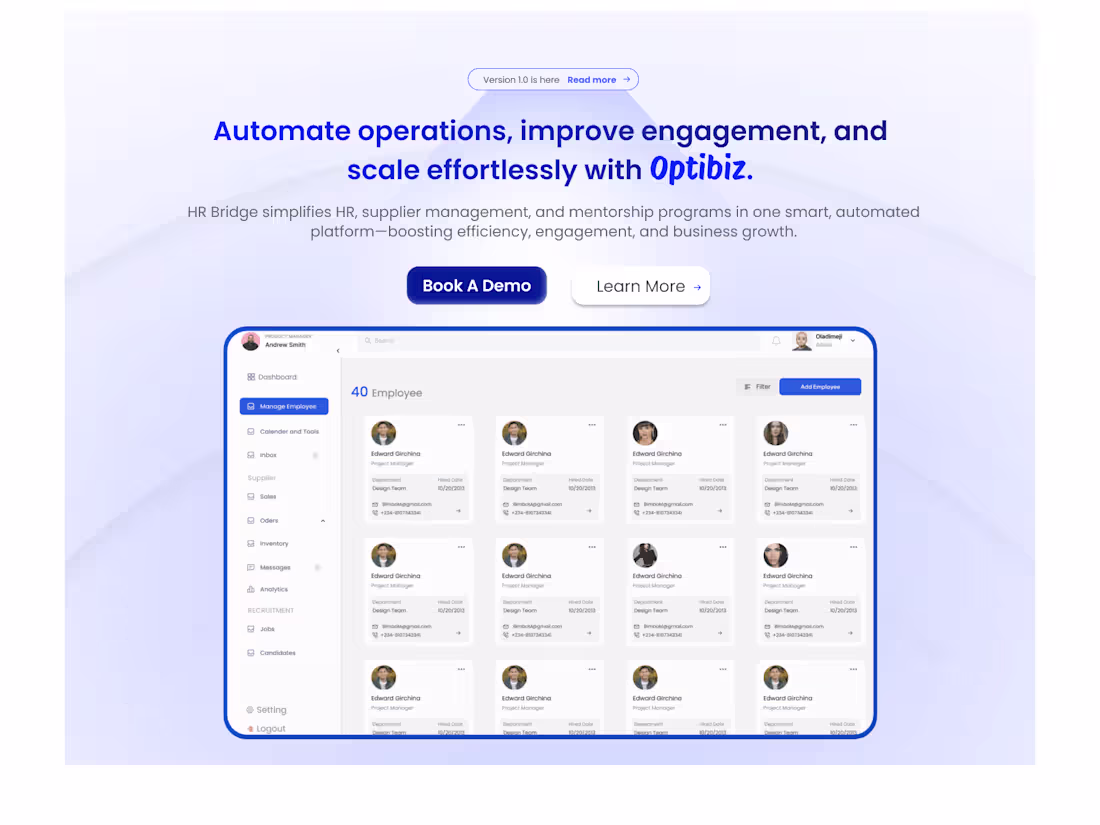 Cover image for Optibiz landing page