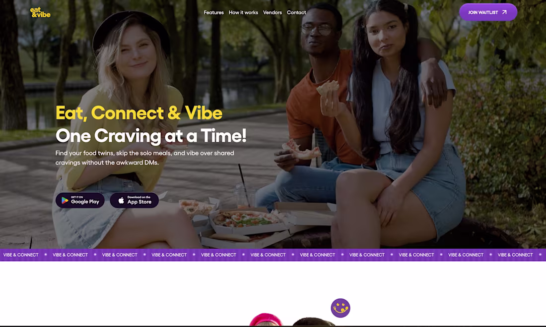 Cover image for Eat & Vibe: Connect through cravings! https://eatandvibe.com/