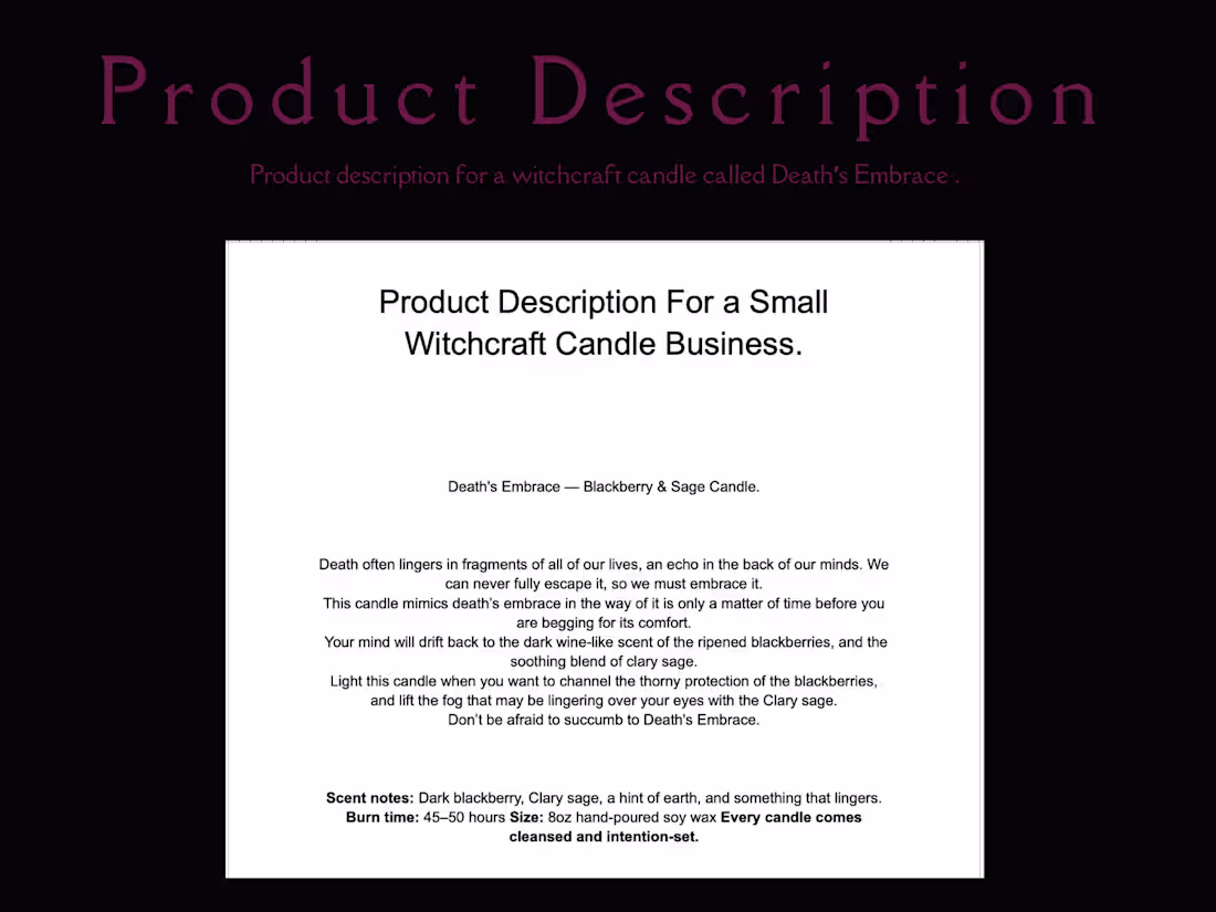 Cover image for A product description for a