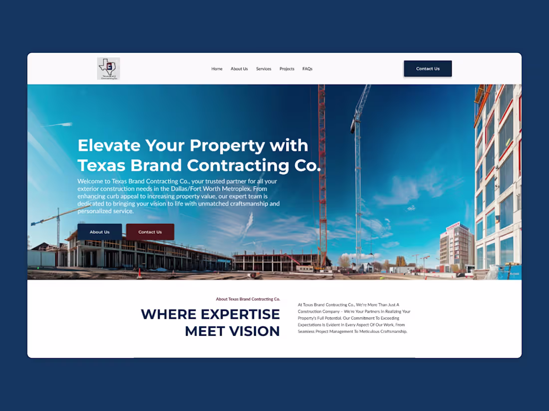 Cover image for Texas Brand Contracting Co. Website UI Design