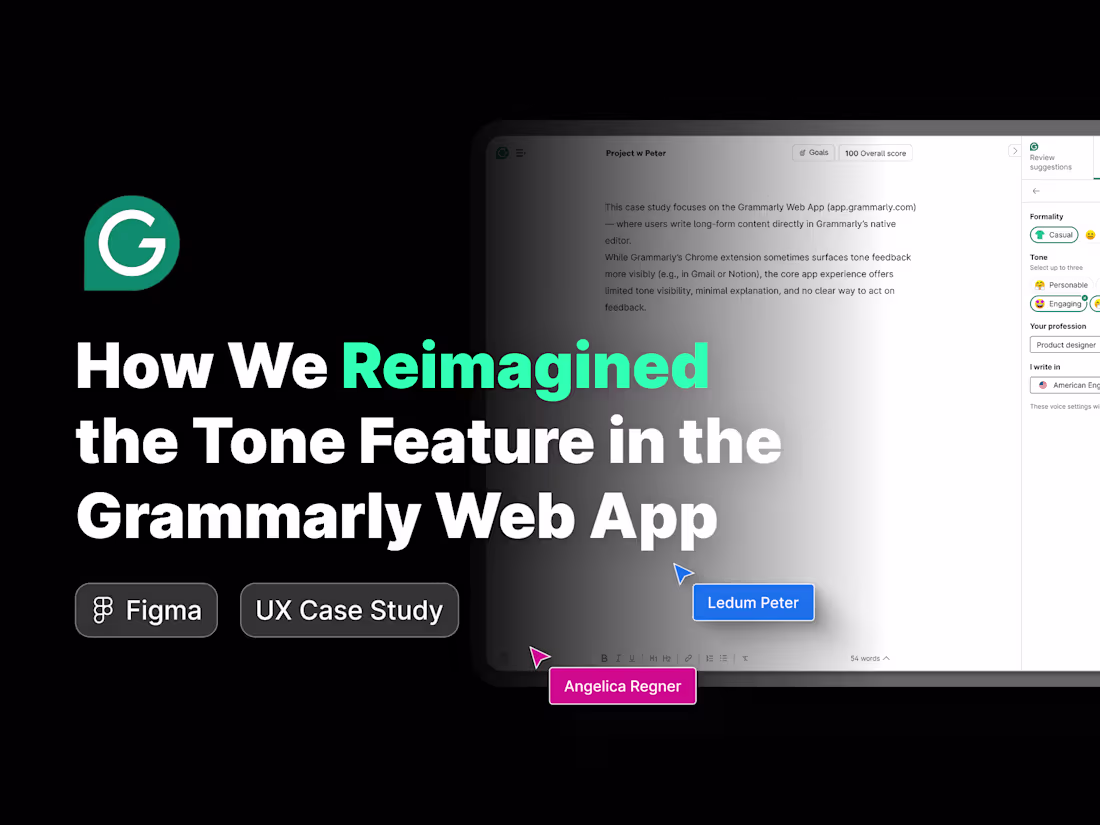Cover image for Grammarly Web App — Tone Feature Reimagined