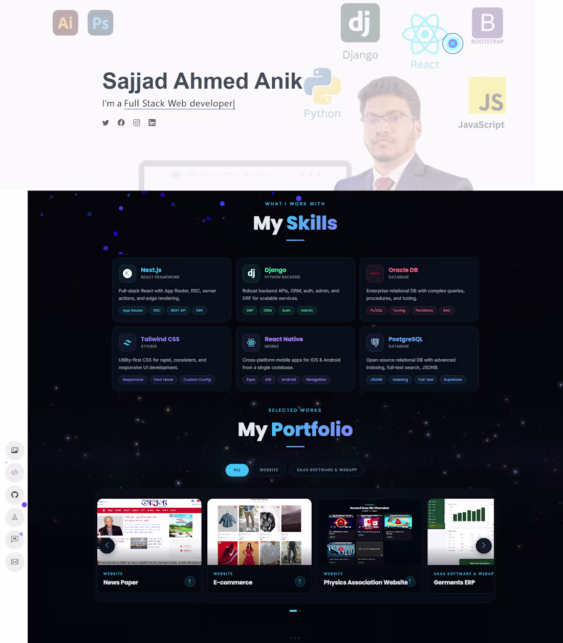 Cover image for A responsive, full-stack portfolio website