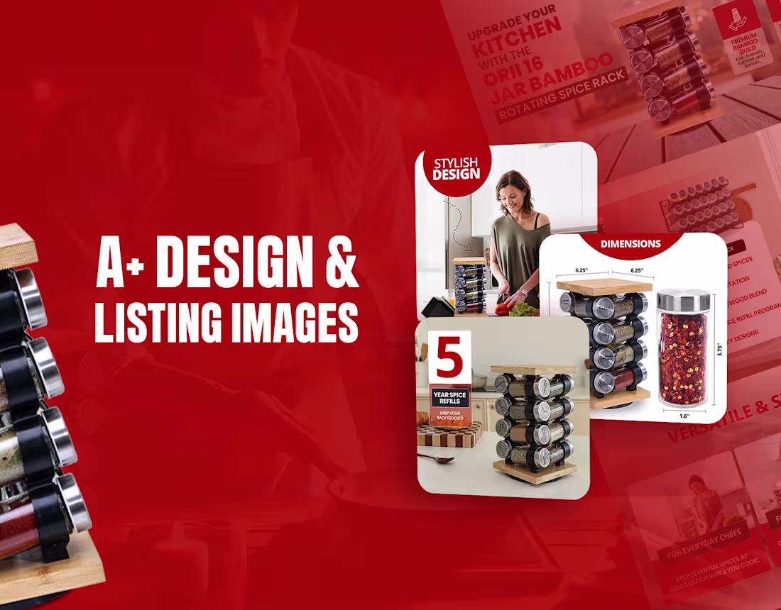 Cover image for Amazon Listing Images & A+ for a Spice Rack
