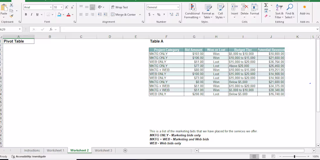 Cover image for worked on client Pivot table