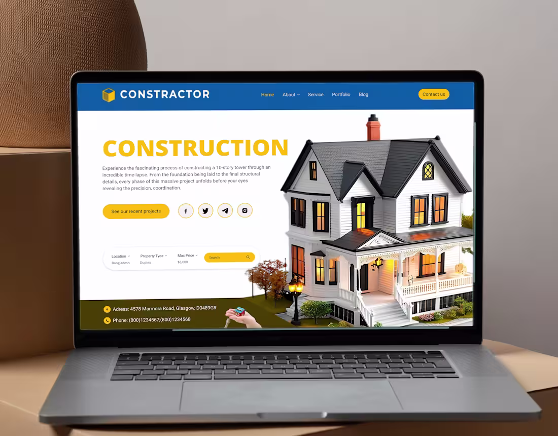 Cover image for Construction website landing page design