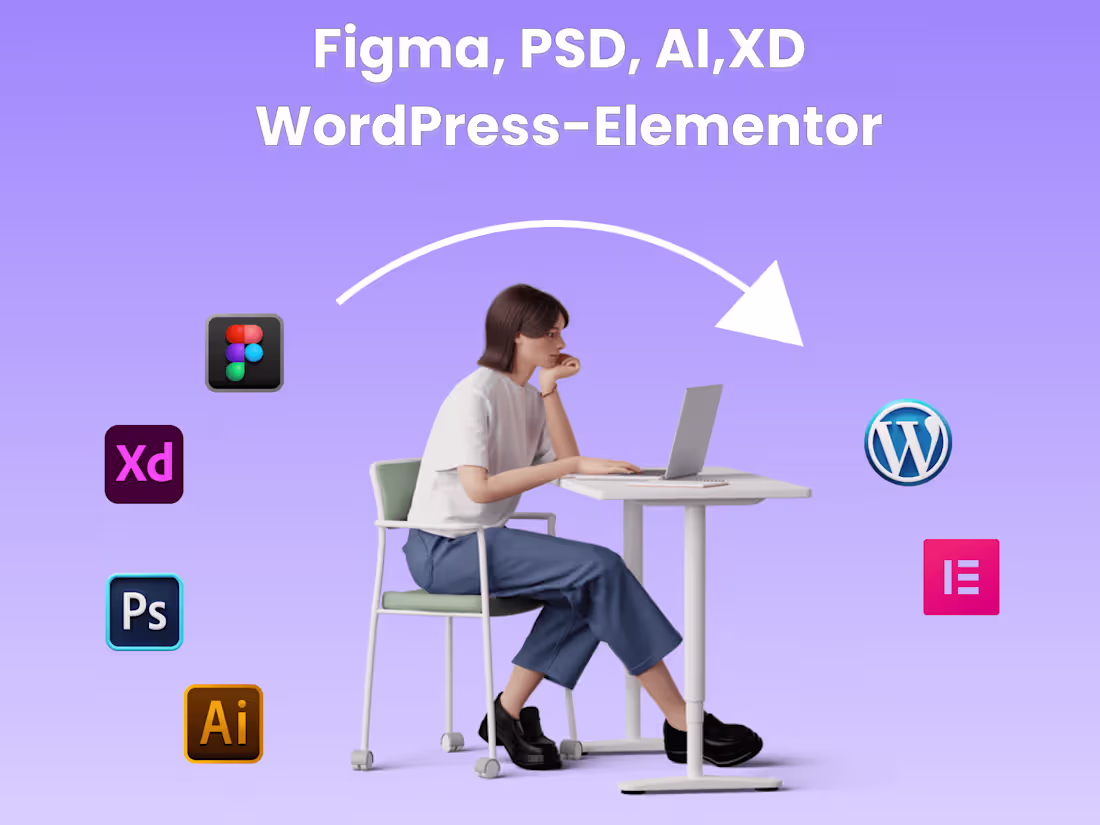 Cover image for I'll convert Figma, PSD Design to WordPress-Elementor  Website