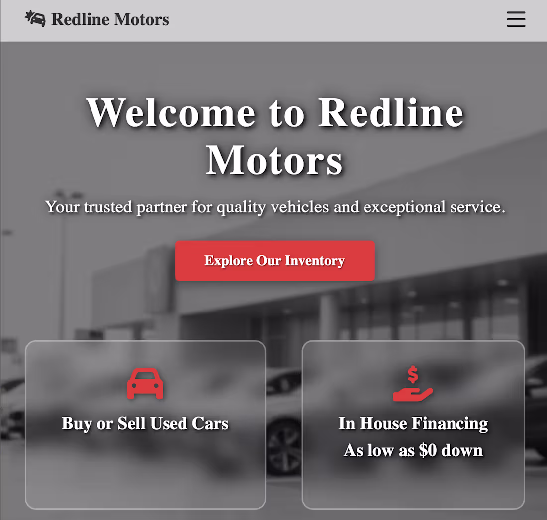 Cover image for Redline Motors was built using