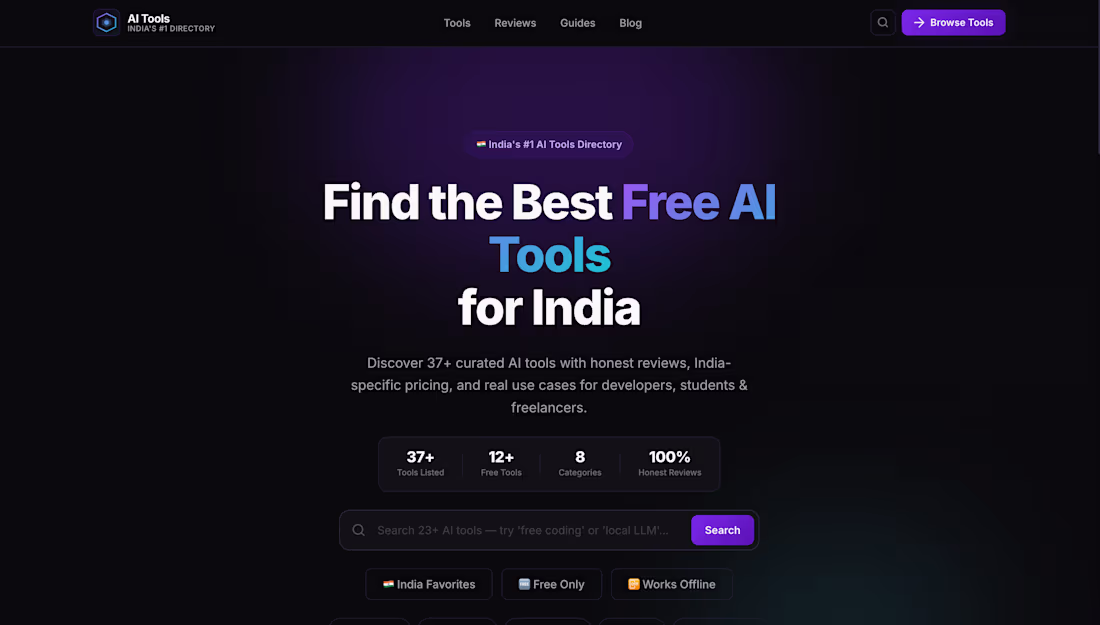 Cover image for AI Tools Directory — India's