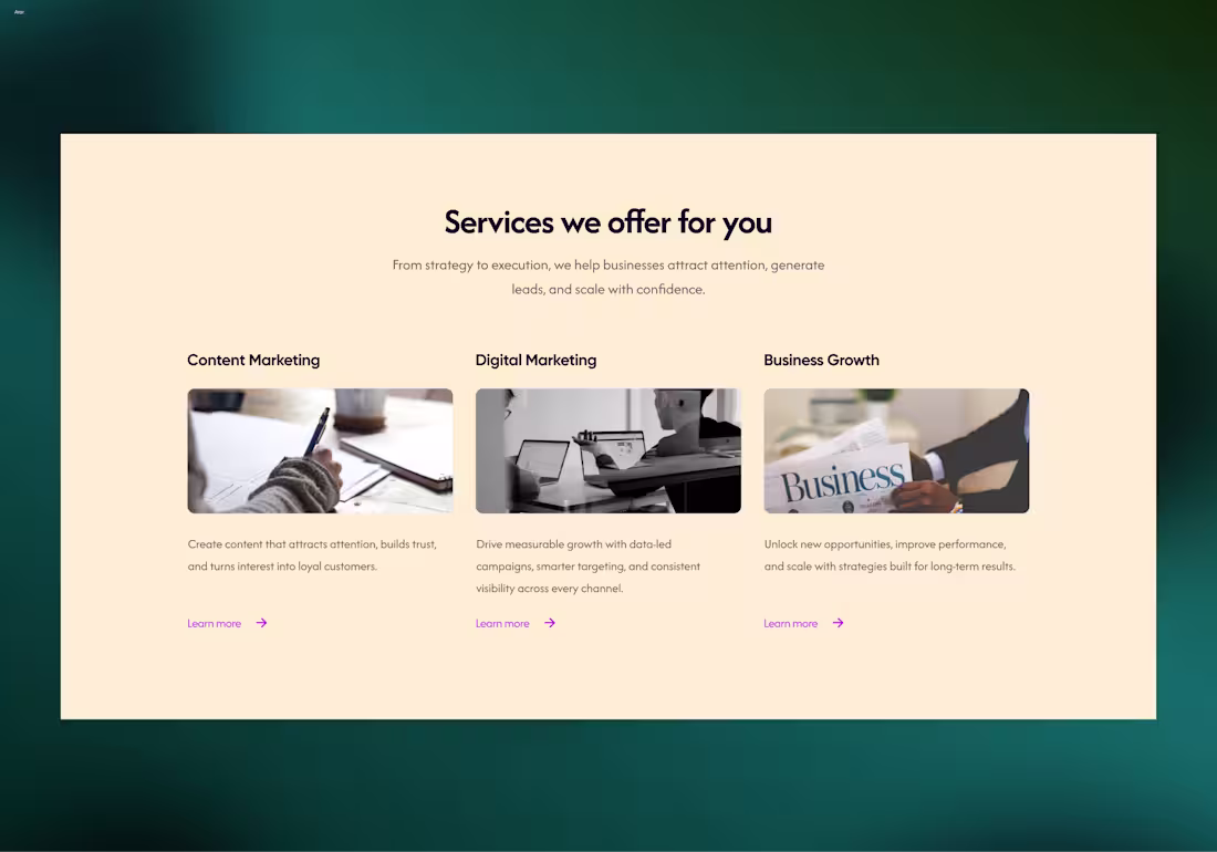 Cover image for Designed services section