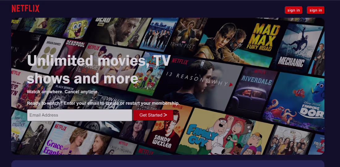 Cover image for NETFLIX LANDING PAGE