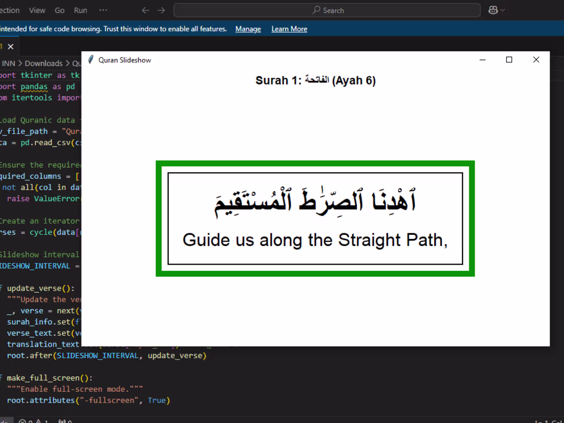 Cover image for Quranic Verse Slideshow with Translation

