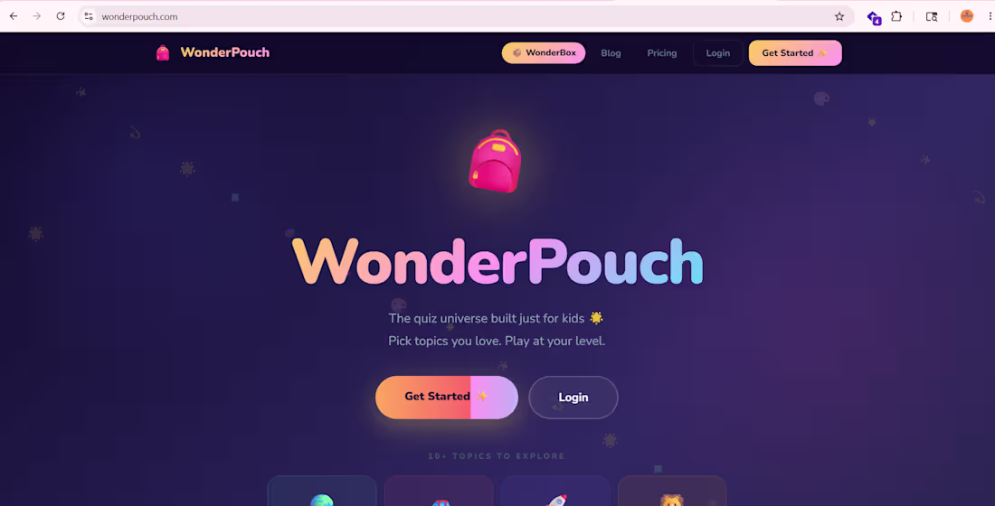 Cover image for WonderPouch.com (https://WonderPouch.com) quizz plateform for