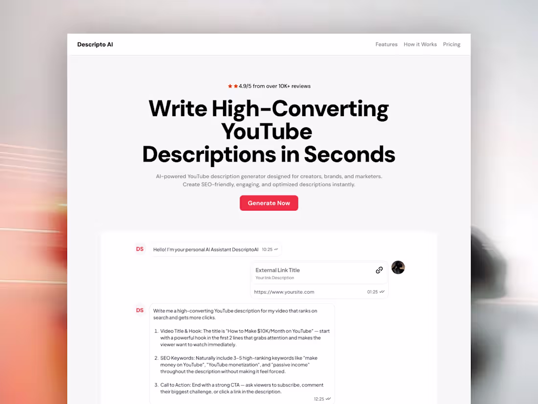 Cover image for DescriptoAI — AI YouTube Description