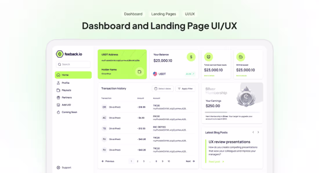 Cover image for Cryptofeeback - UI Design (Dashboard and Web)