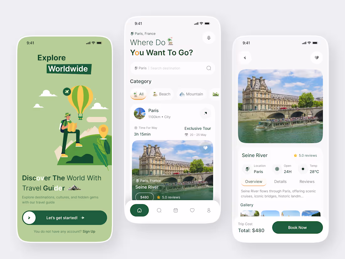 Cover image for Travel & Explore – iOS App UI Design