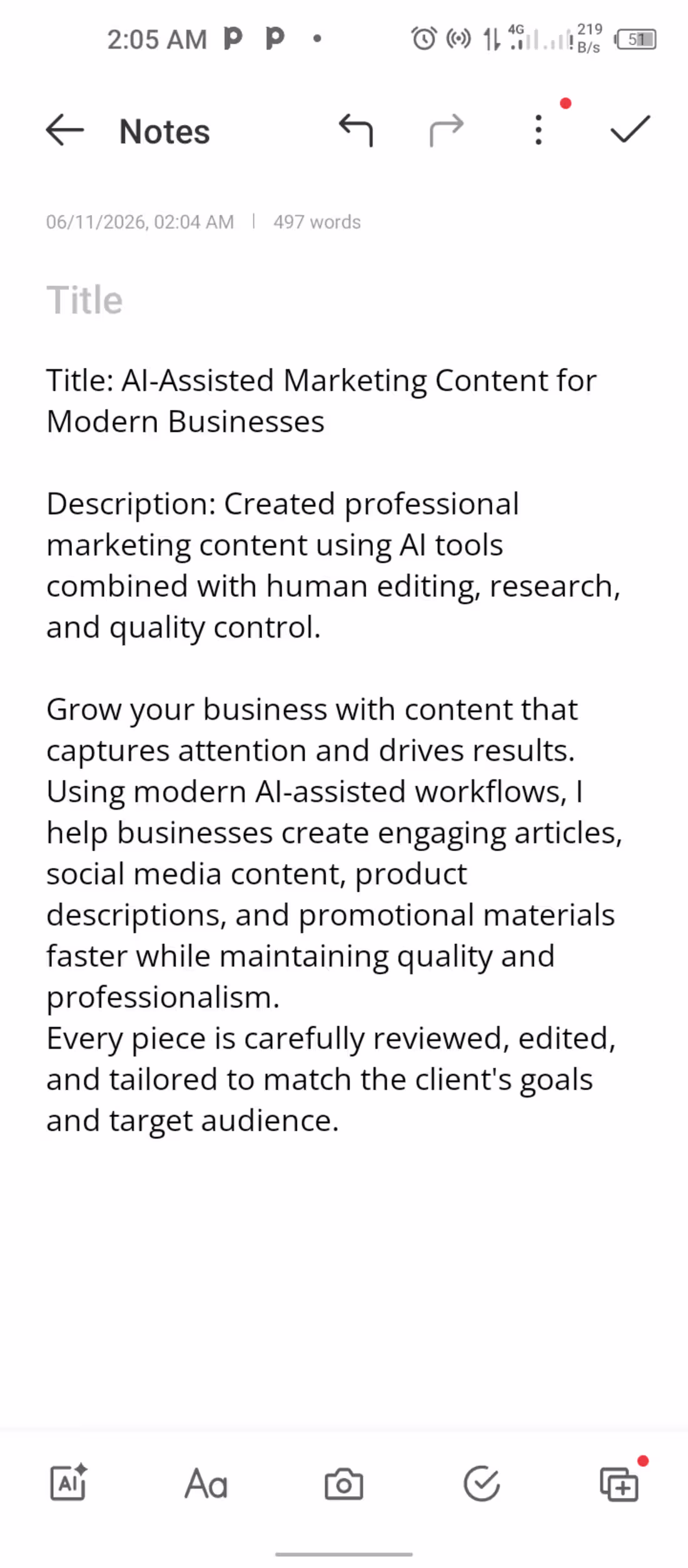 Cover image for Title: AI-Assisted Marketing Content for