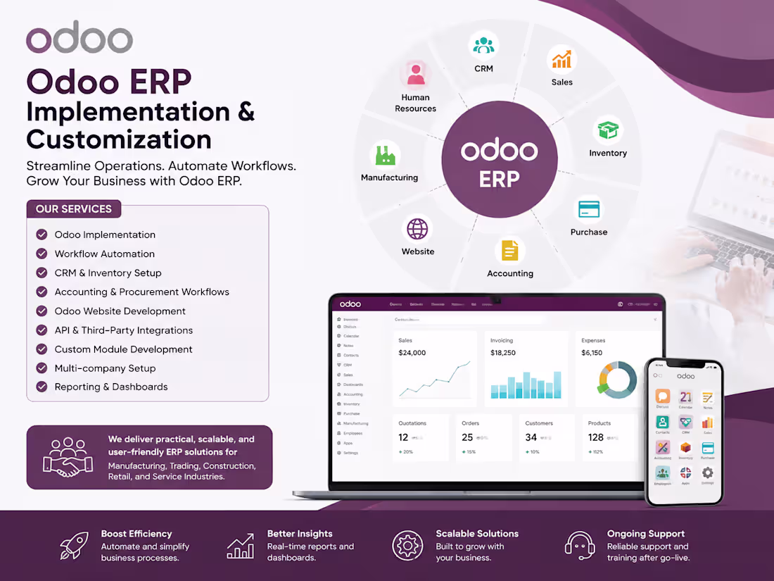 Cover image for Odoo ERP Implementation & Customization