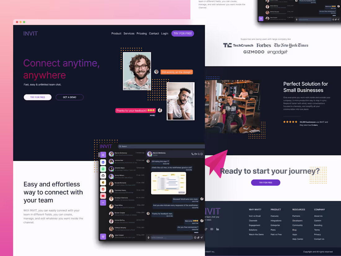 Cover image for INVIT Chat App Landing Page
