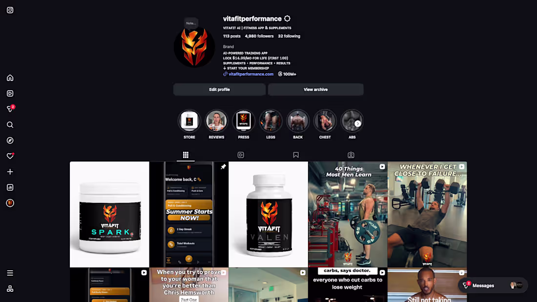 Cover image for Grew VitaFit Performance Instagram to