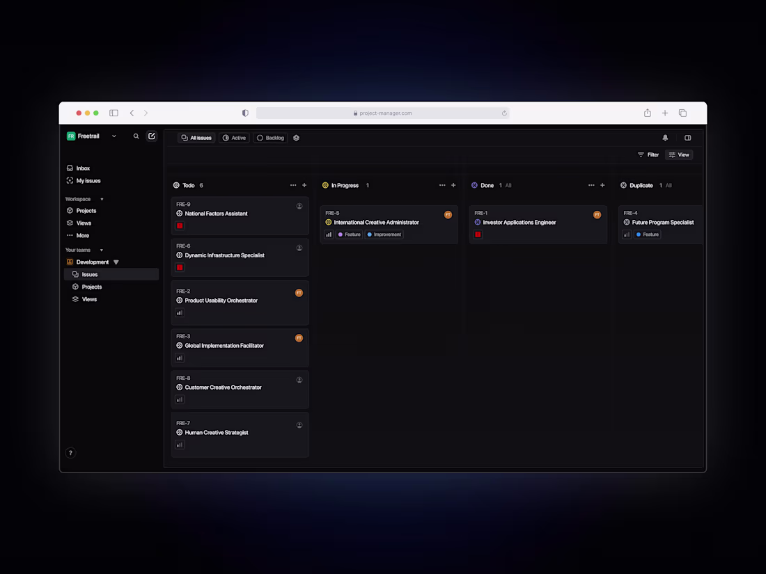 Cover image for A sleek, dark-themed project management dashboard designed t...