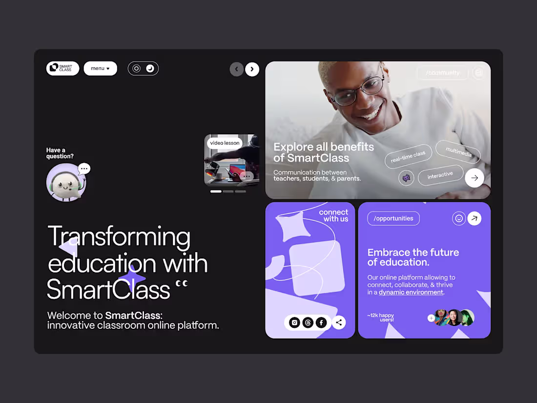 Cover image for Smart Class - Edtech Startup Platform UI 