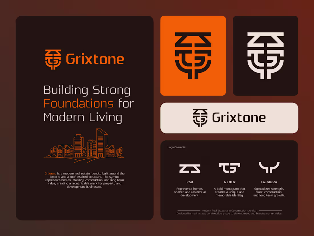 Cover image for Grixtone Branding. Real estate logo,