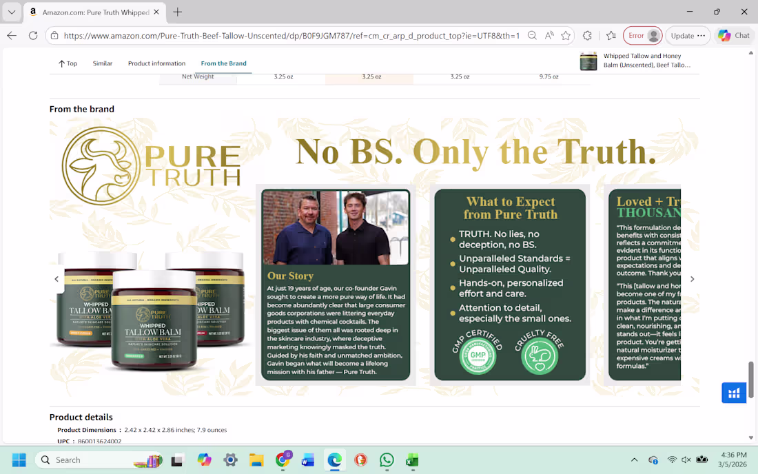 Cover image for Pure Truth Amazon Brand Story