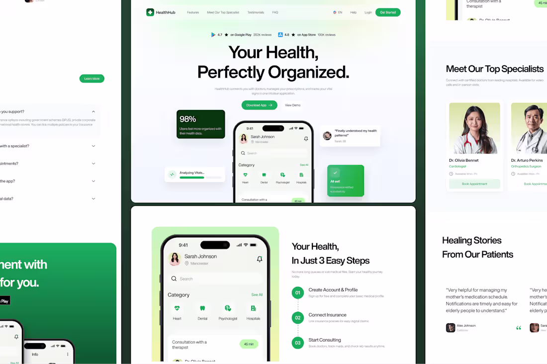 Cover image for Health Hub — Patient-Friendly Health App Website