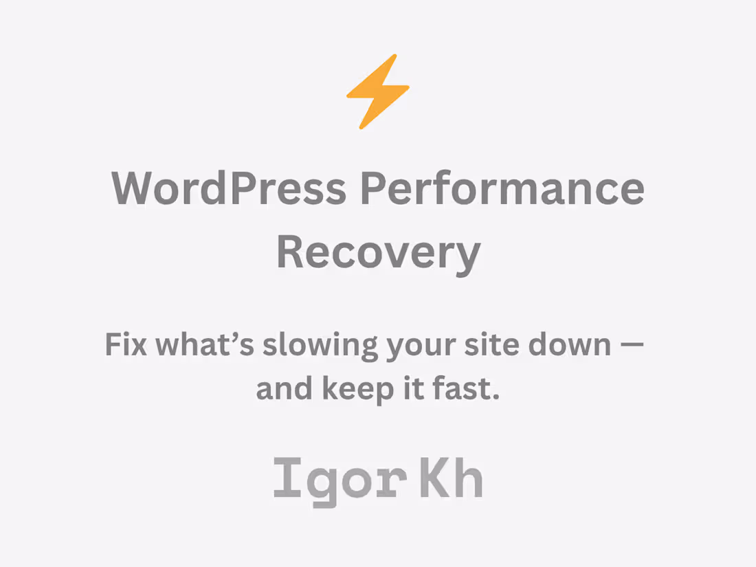 Cover image for Performance Recovery for WordPress Sites