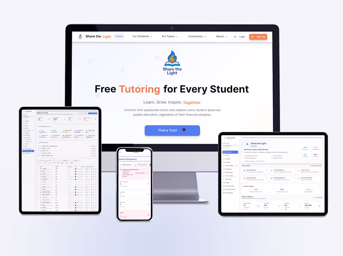 Cover image for Share the Light - Role-Based Tutoring Platform