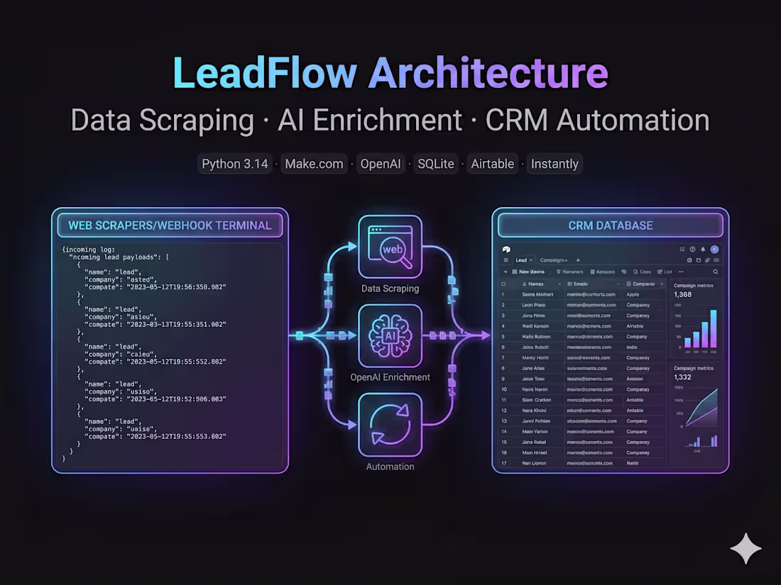 Cover image for LeadFlow: AI Lead Generation Engine & Outreach Pipeline
