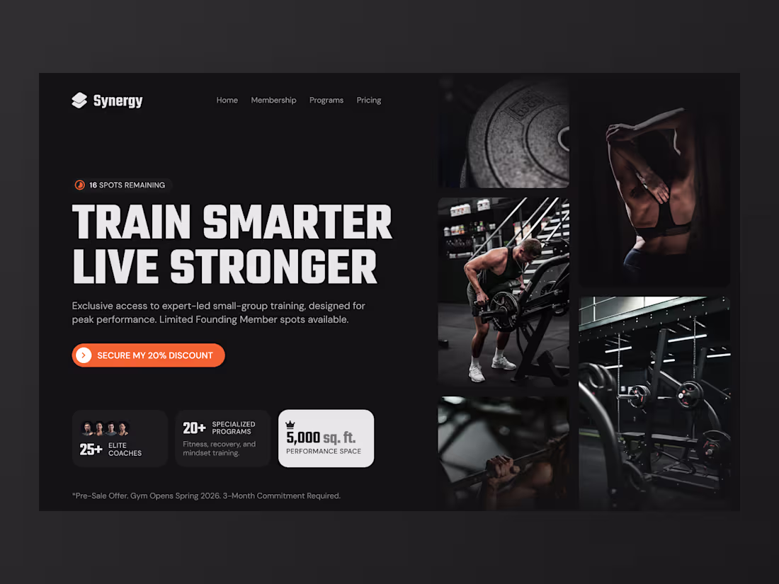 Cover image for Synergy Fitness Lab Landing Page Design