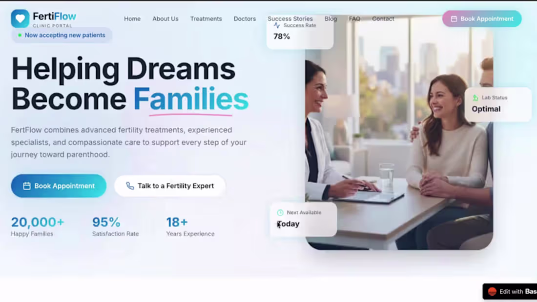 Cover image for FertiFlow – IVF Clinic Glow-Up with Base44