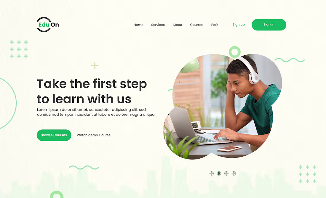 Cover image for Modern E-Learning Platform Landing page design on Behance