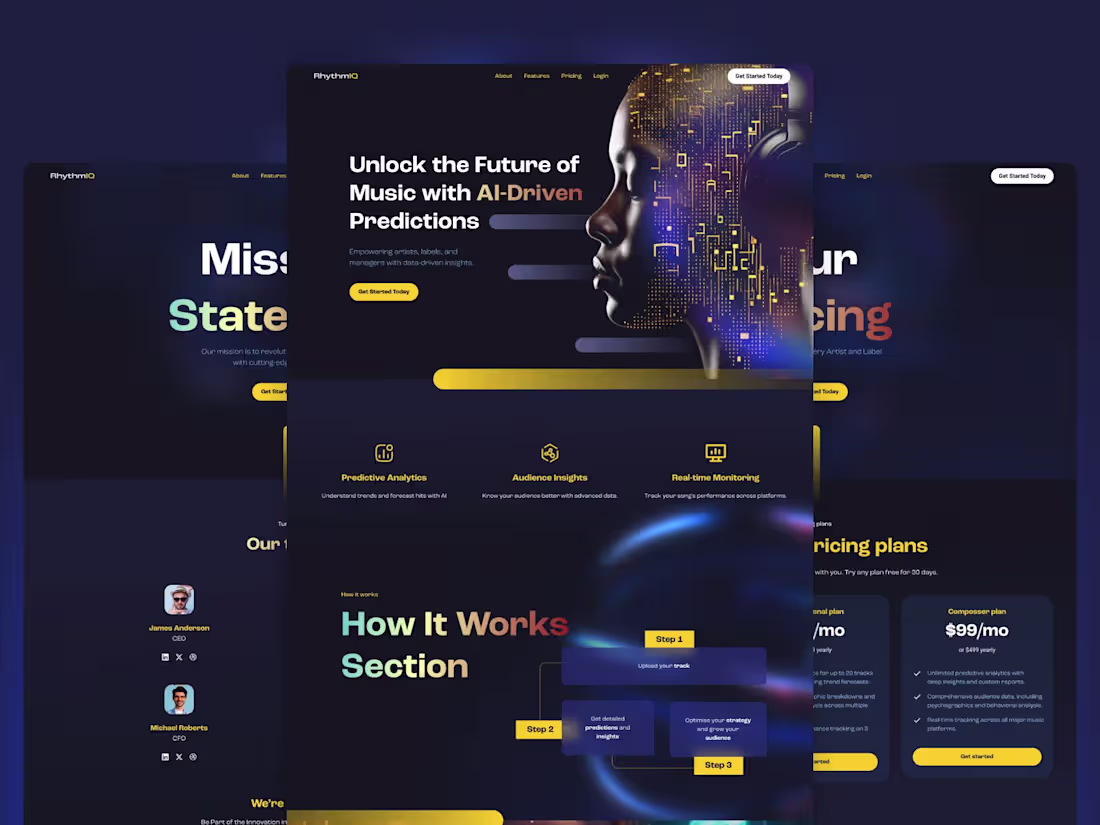 Cover image for RhythmIQ Ai Music Website & Dashboard Design