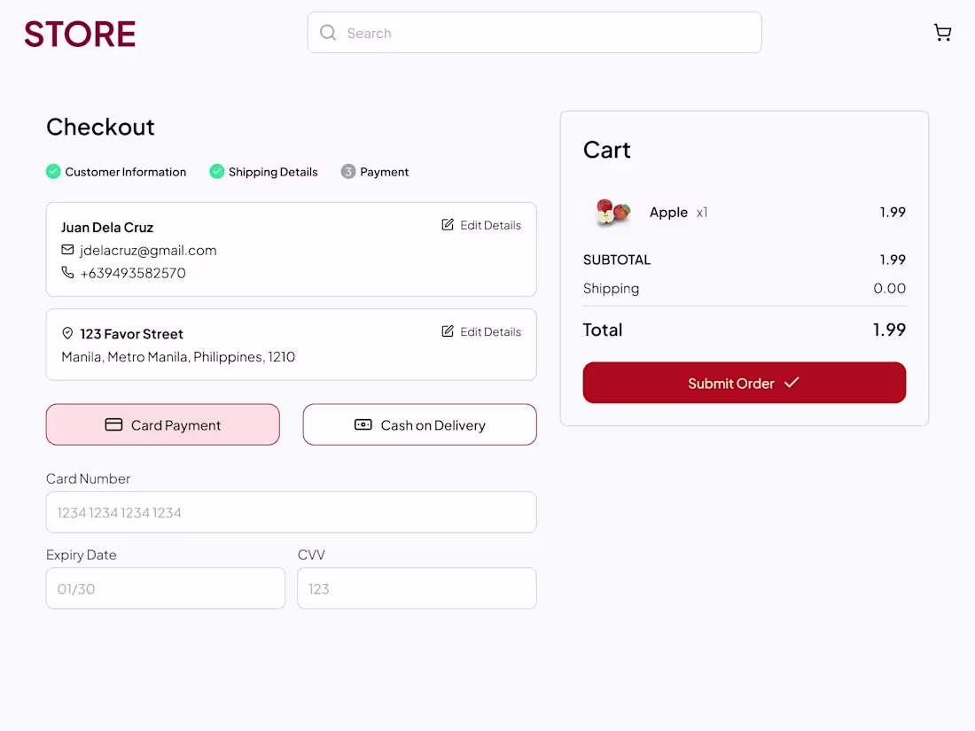 Cover image for Simple checkout flow for an eCommerce website.