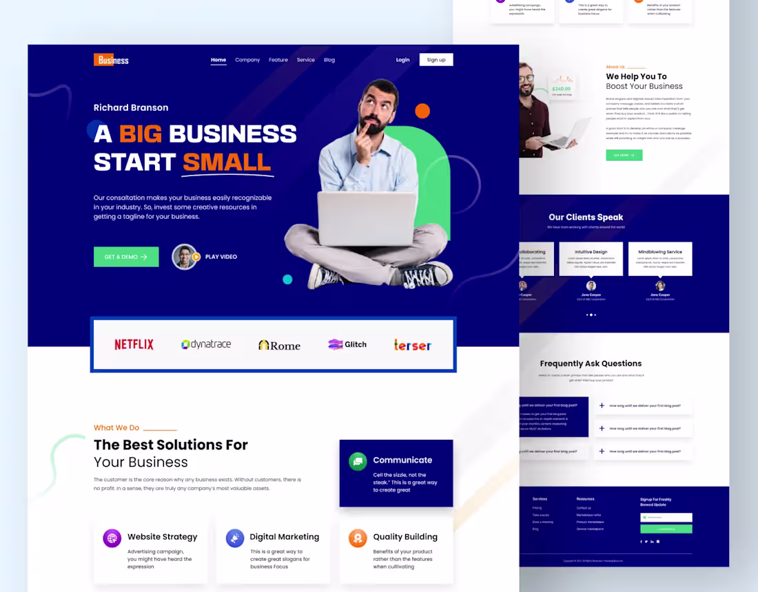 Cover image for Digital Business Agency Website, landing page, uiux