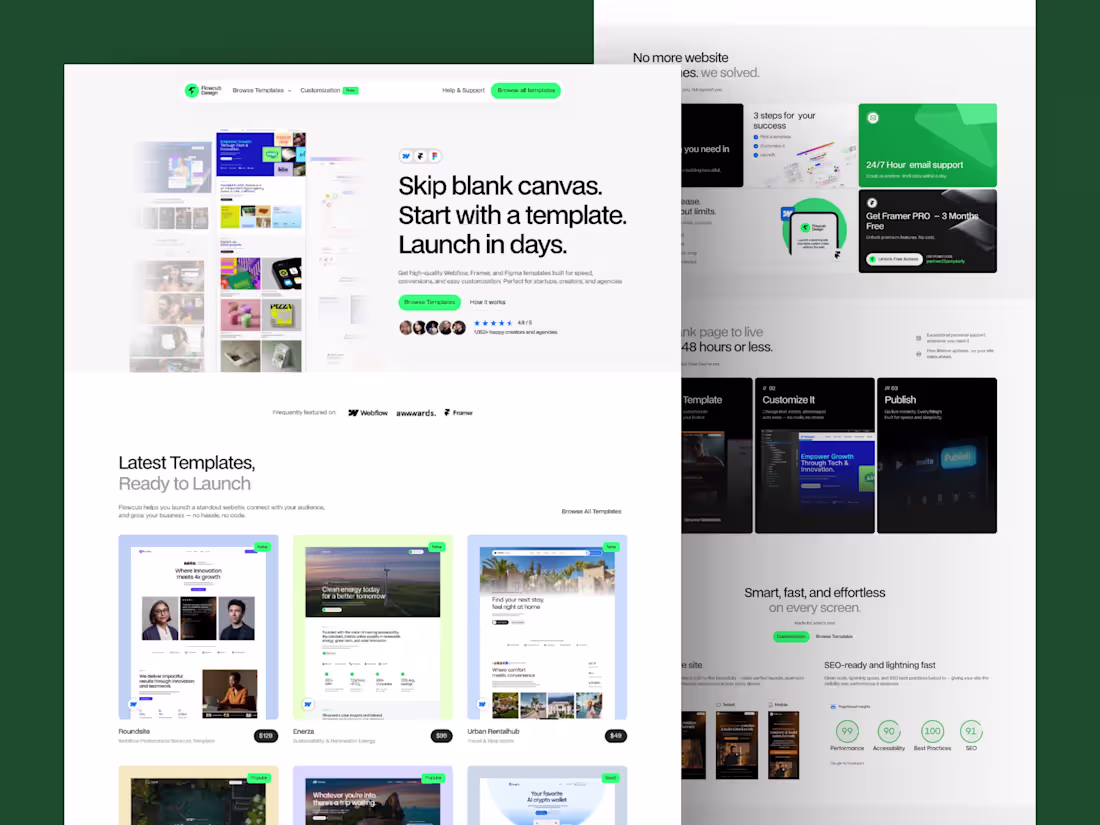 Cover image for Flowcub – Template Marketplace for Webflow, Framer & Figma