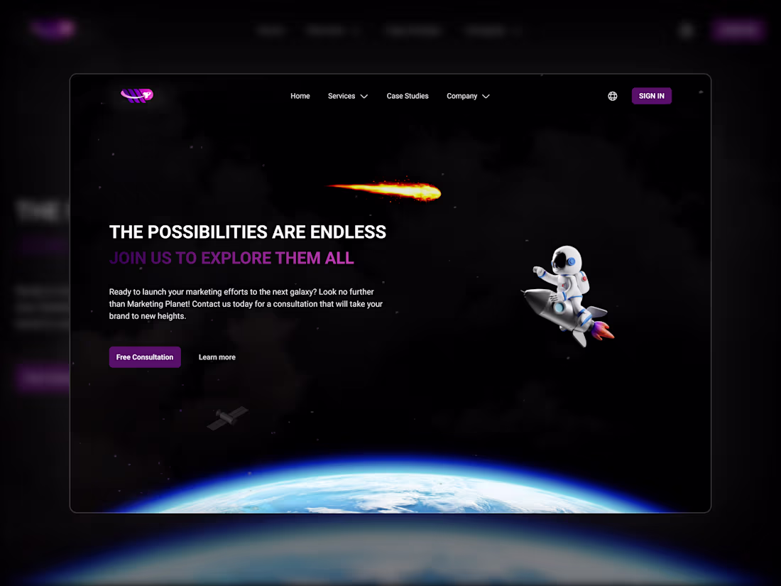 Cover image for Futuristic Hero Section for Marketing Planet