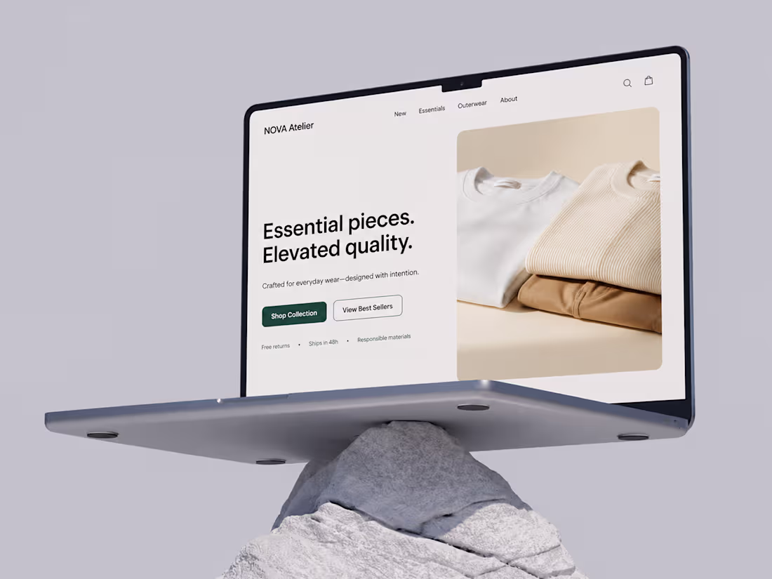 Cover image for NOVA Atelier – Premium E-commerce Web Design (UX/UI)