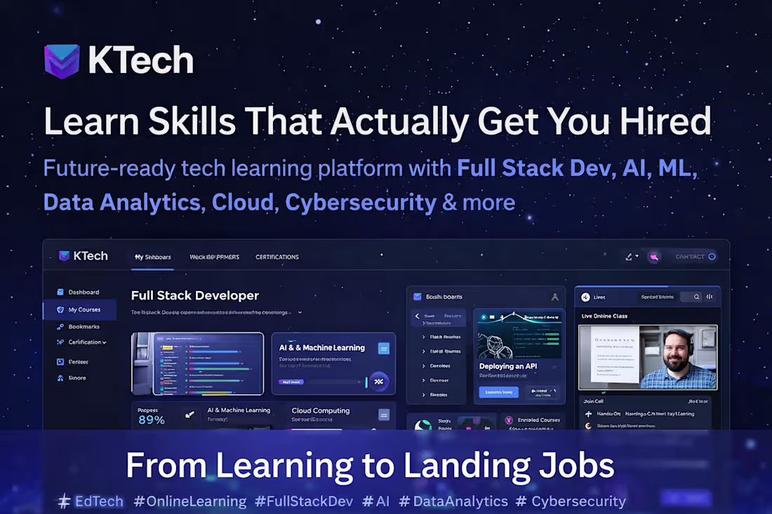 Cover image for KTech is a modern online tech education platform built to he...