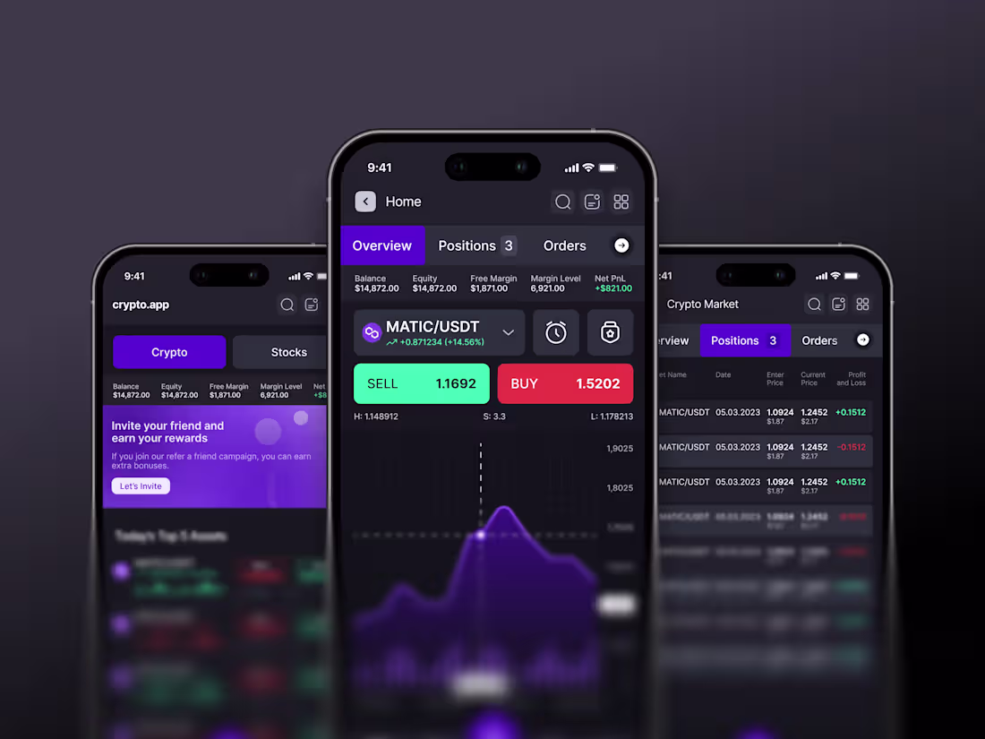 Cover image for Crypto App Mobile UI/UX Design by Beew Studio