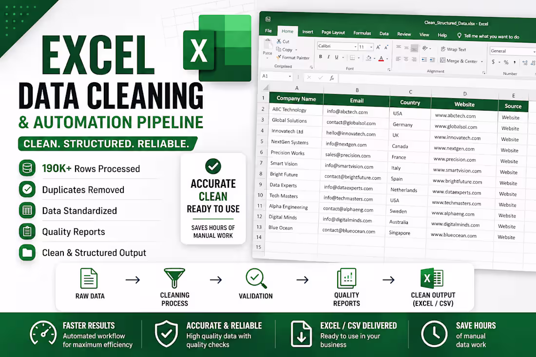 Cover image for Excel Data Cleaning & Automation