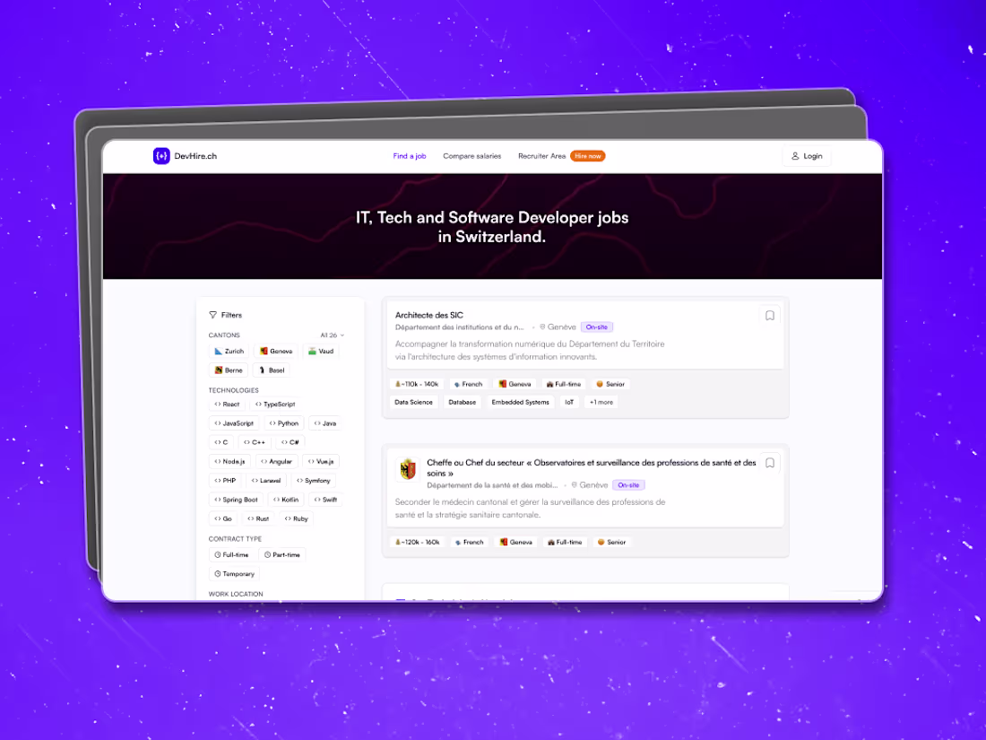 Cover image for DevHire.ch - Job board for Devs in Switzerland